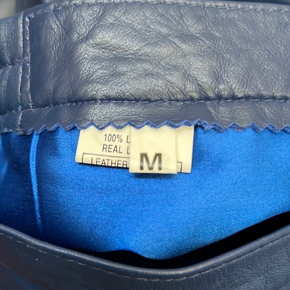 Cobalt Blue Leather Midi Skirt - Picture 3 of 16